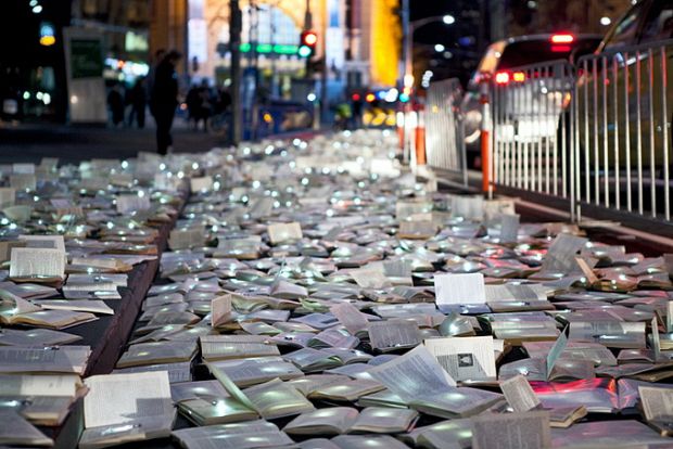river-of-books3 River of books curving through Melbourne plaza