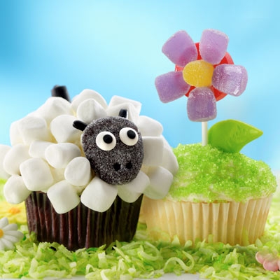 Pastel Easter cupcake close-up