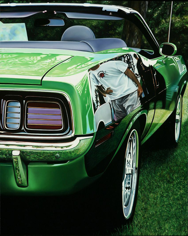 Classic muscle car oil painting