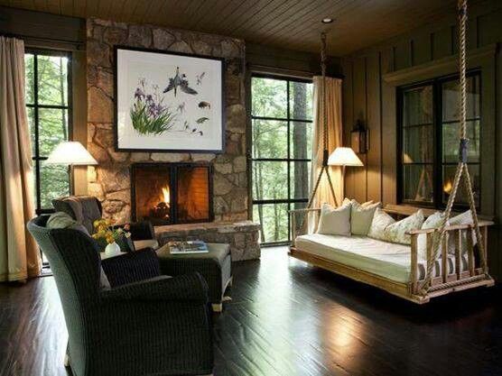 Indoor porch-style swing