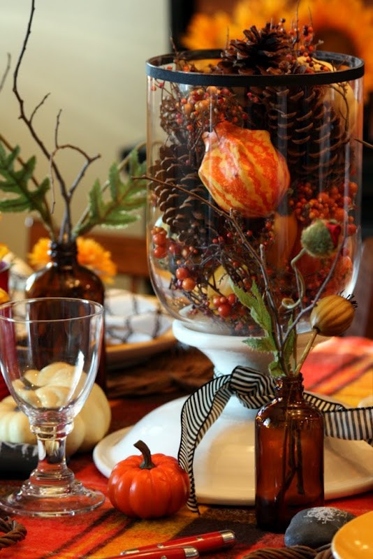 Tall autumn floral centerpiece
