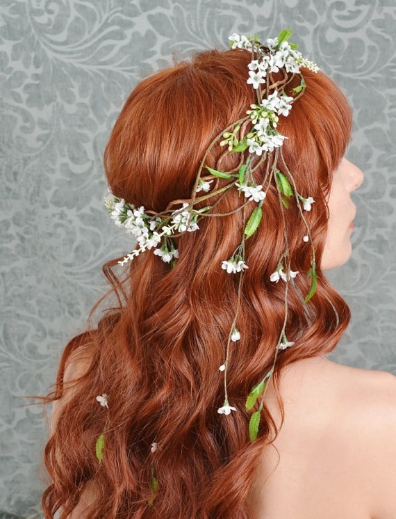 Bridal floral crown with greenery