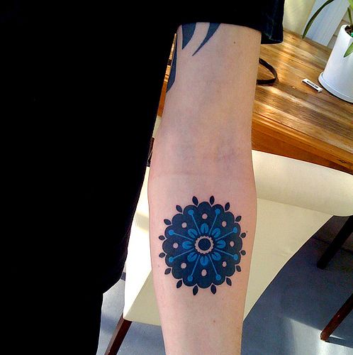 Mandala with script banner