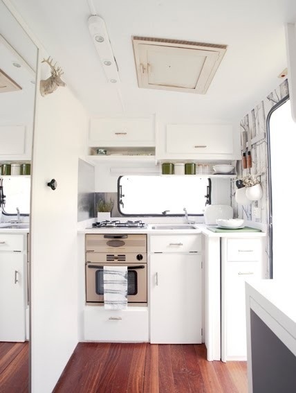 Compact dreamy caravan living area