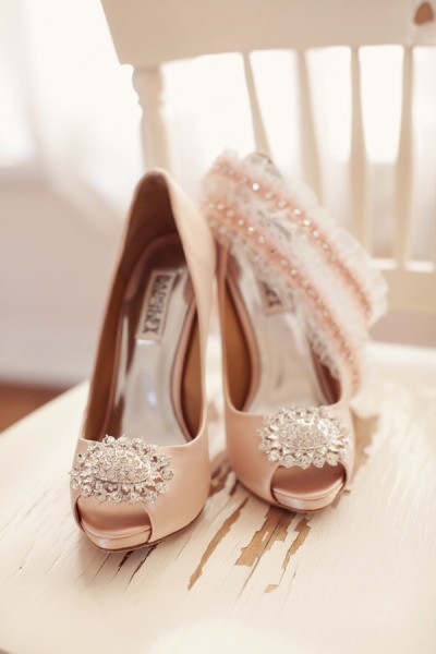 Glitter and crystal bridal shoe