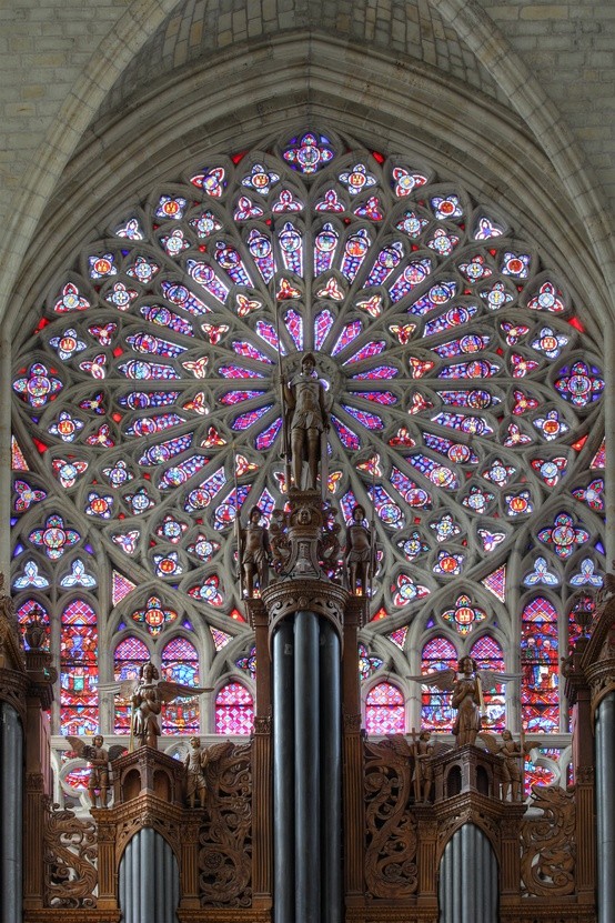Magnificent tall stained-glass window