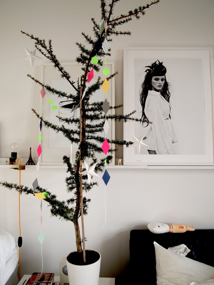 Slim Christmas tree in a compact room