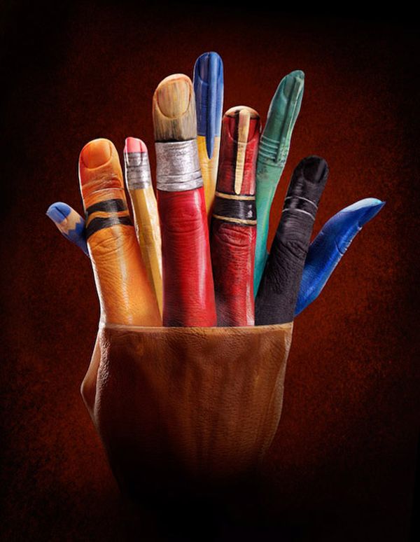 Ray Massey hand painting of a pencil cup