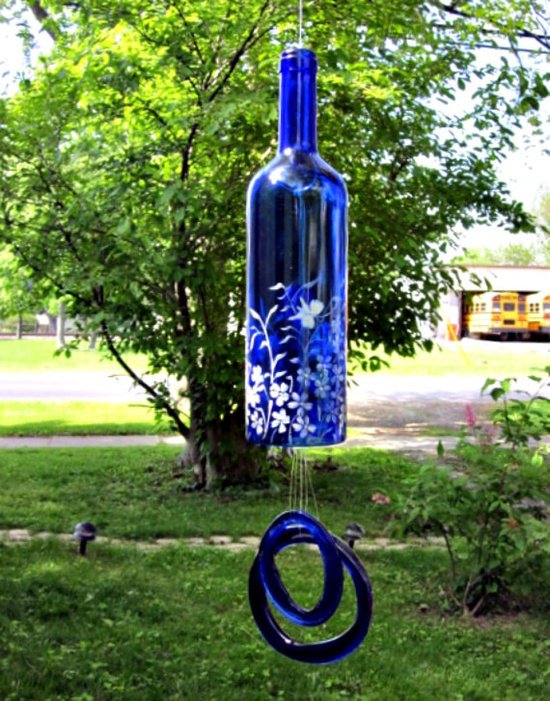 Recycled bottle garden feature