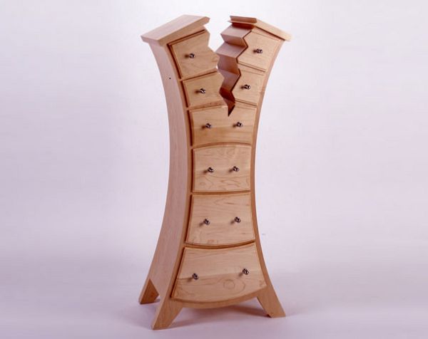 Playful distorted furniture piece