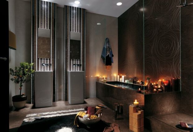 Modern bathroom materials and fixtures