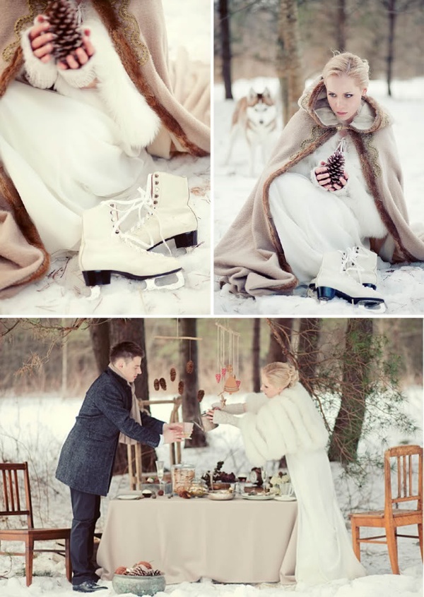 Ivory wedding shrug for winter brides