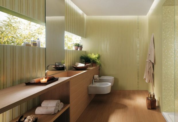 Modern bathroom interior with open shower area