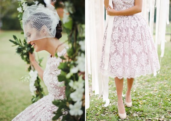 Birdcage veil worn with soft curls