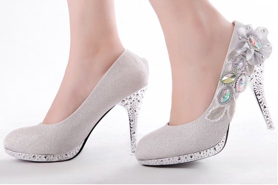 Glamorous wedding shoes with stone detailing