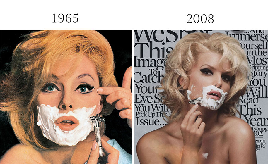 Then and now fashion editorial comparison from Lilah Ramzi