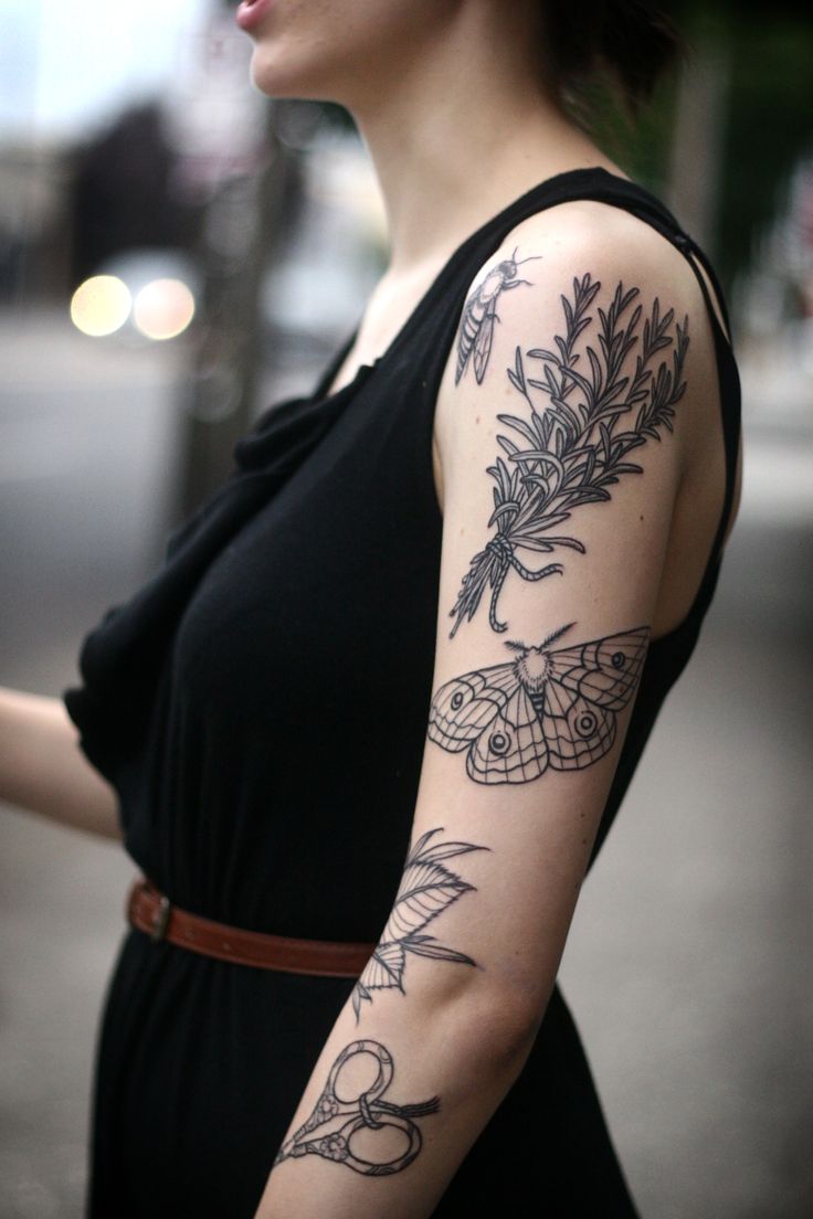 Colorful floral half sleeve tattoo