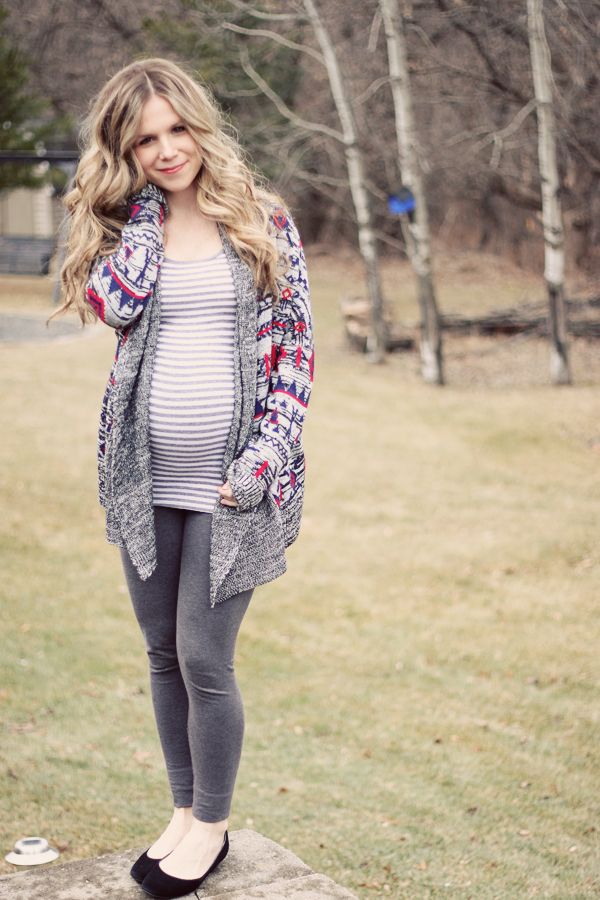Chic winter maternity layering look