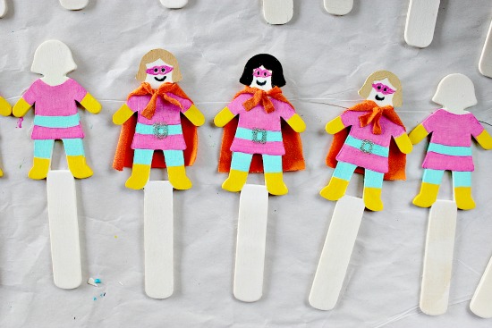 Super hero stick puppets Valentine