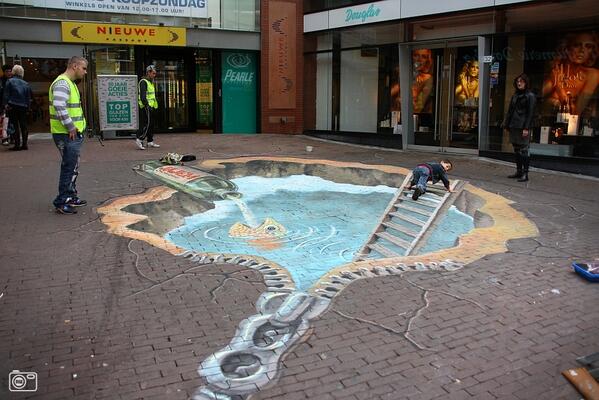 Interactive street art illusion