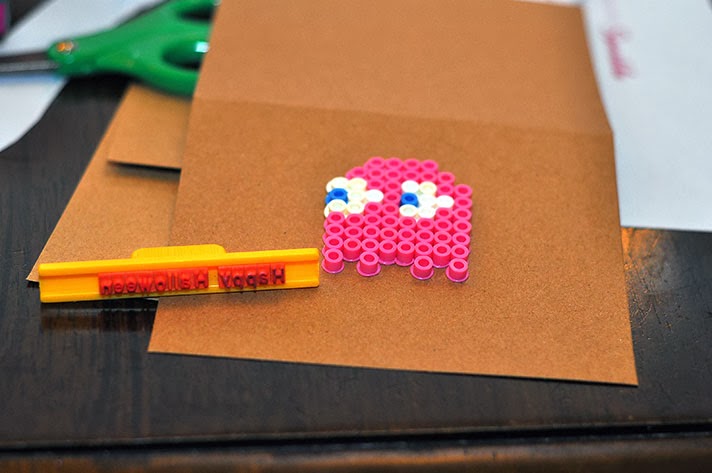 Hama bead bracelet on a wrist