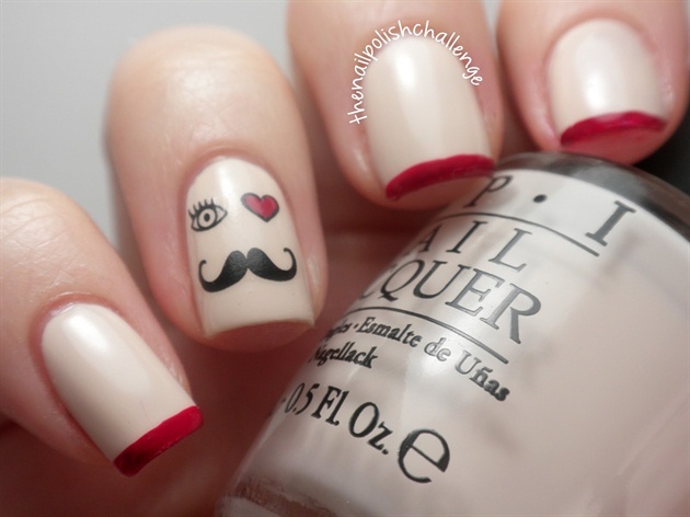 Mustache nail art design example