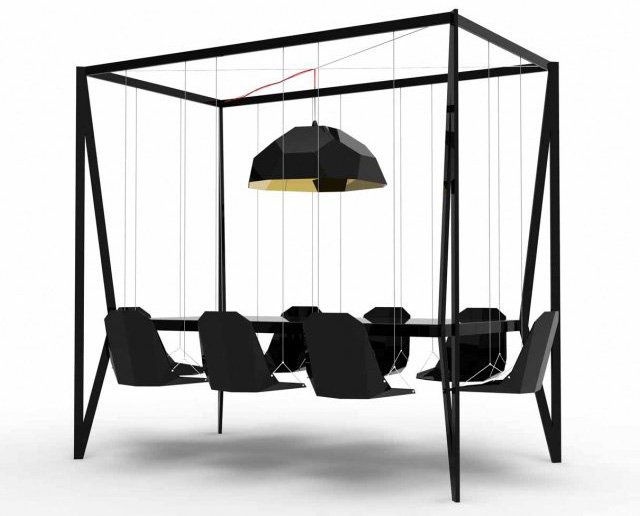 Indoor swing corner with plants