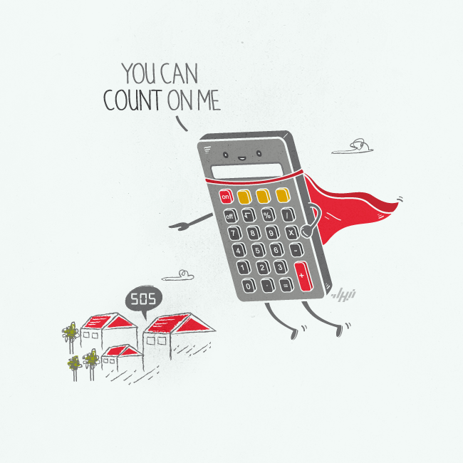 Superhero calculator saying you can count on me