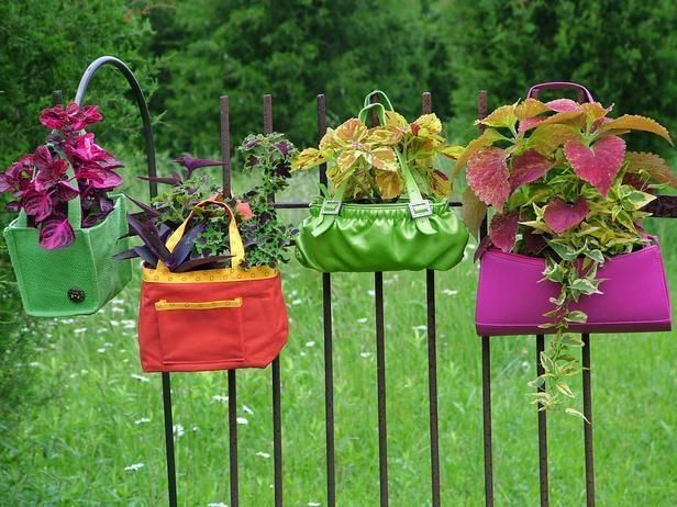 Create a hanging garden with old bags.
