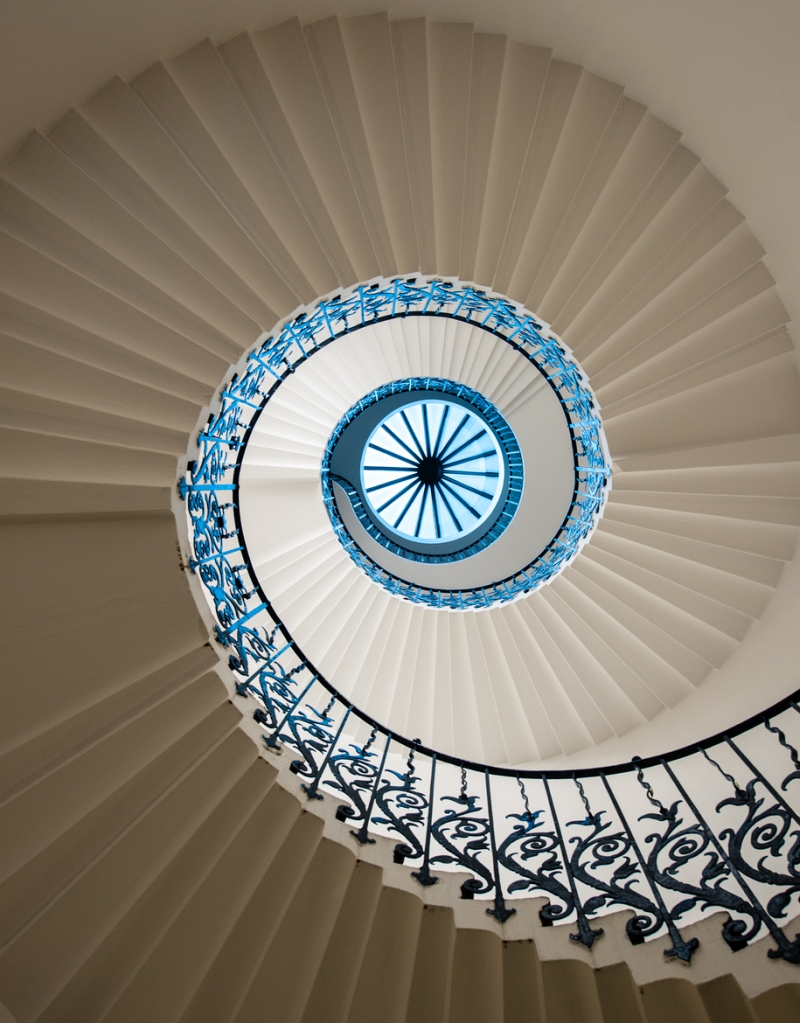 vulturelabs cream spiral with blue iron railing