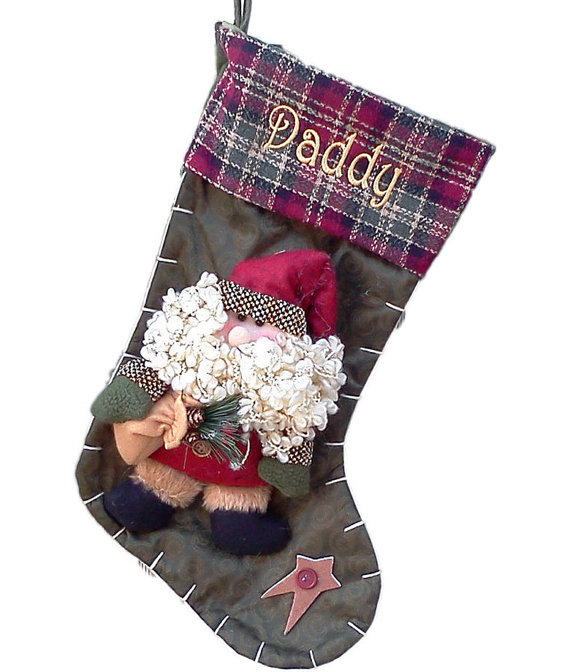 Designer Green Country Santa Christmas Stocking