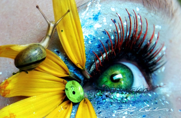 Eye-centered makeup art with vivid saturated pigments