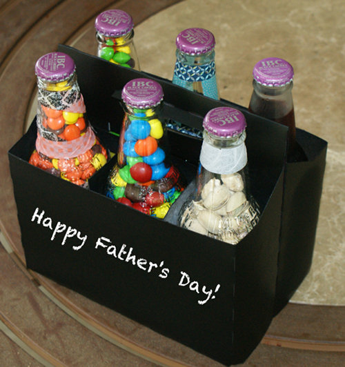 Chalkboard labeled six-pack treat gift